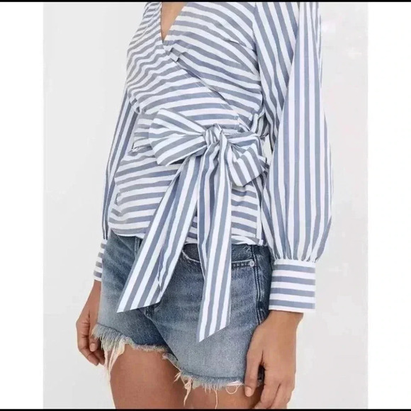 MADEWELL STRIPED WRAP TOP - Picture 1 of 2